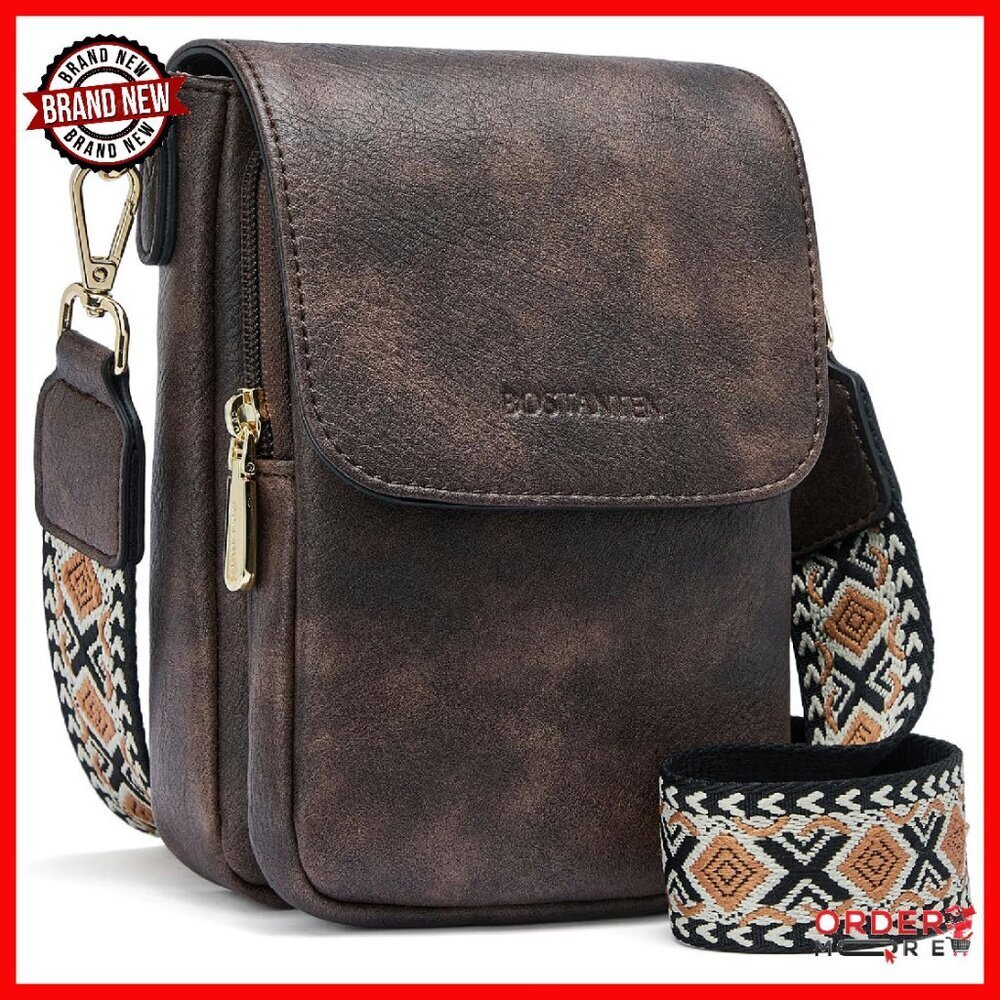 Leather Crossbody Phone Purse with Card Slots Multi-Pocket Women's Bag